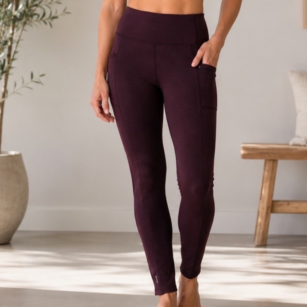 Mondetta Womens High Waisted Mesh Panel‎ Active Leggings Plum Purple XS